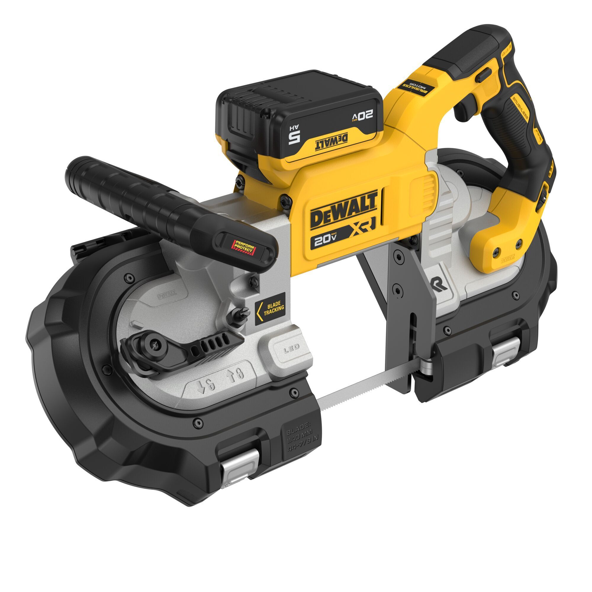 DEWALT 20 Volt MAX 5in. Dual-Switch Band Saw Kit, (2) 5Ah Batteries, Model# DCS376P2